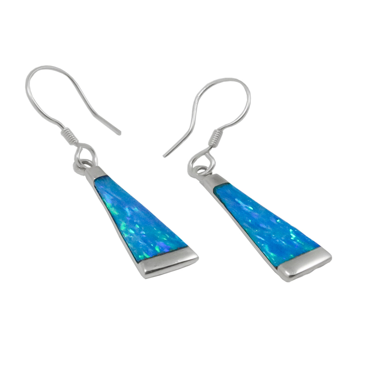 Sterling Silver Synthetic Opal Cascade Drop Earrings