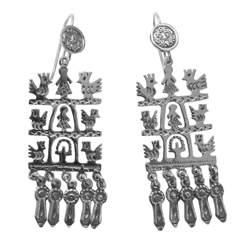 Sterling Silver Roots and Wings Dangle Drop Earrings