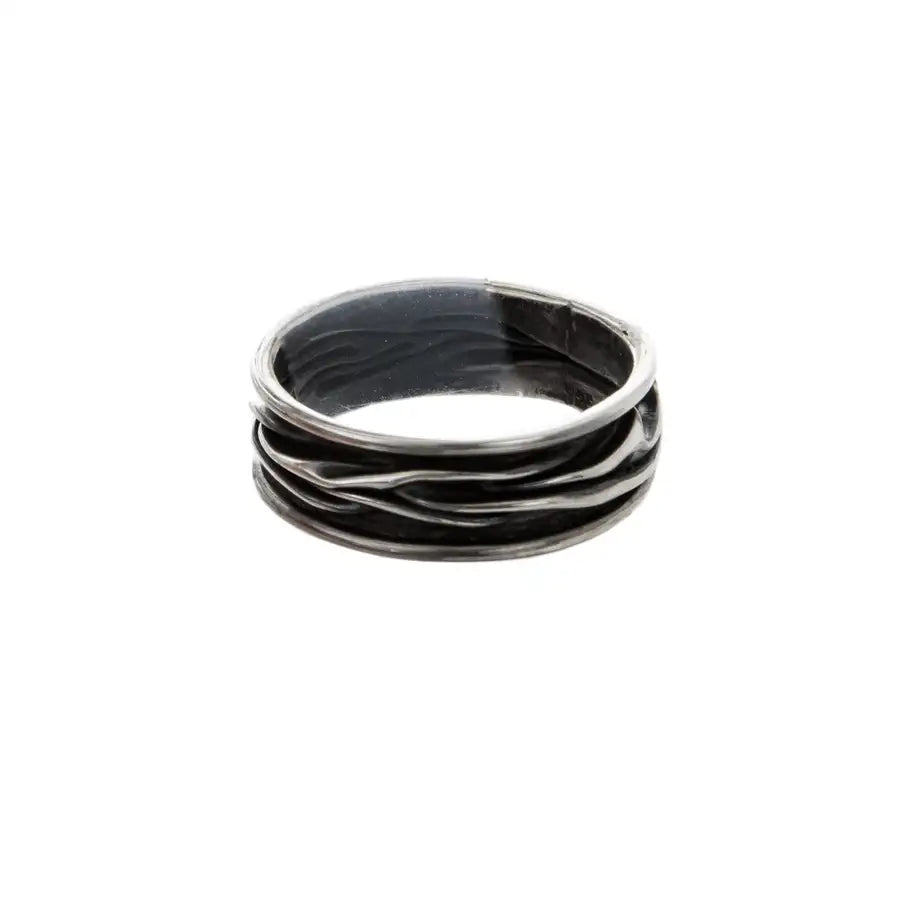 Sterling Silver Folds and Ripples Narrow Ring - 1