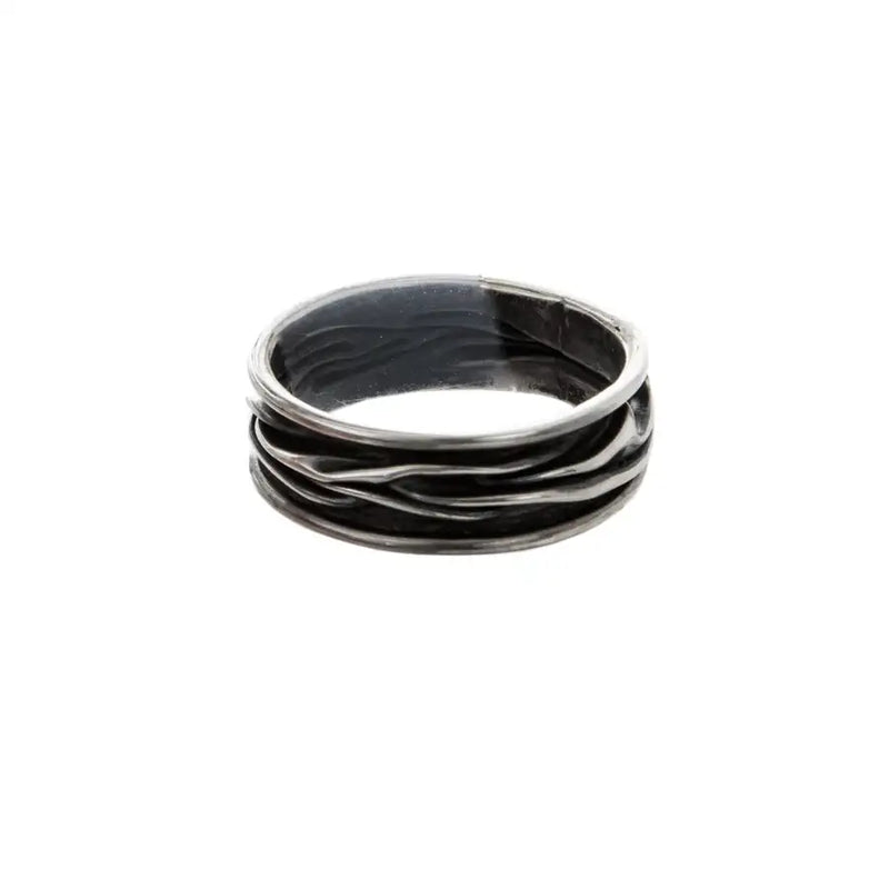Sterling Silver Folds and Ripples Narrow Ring - 1