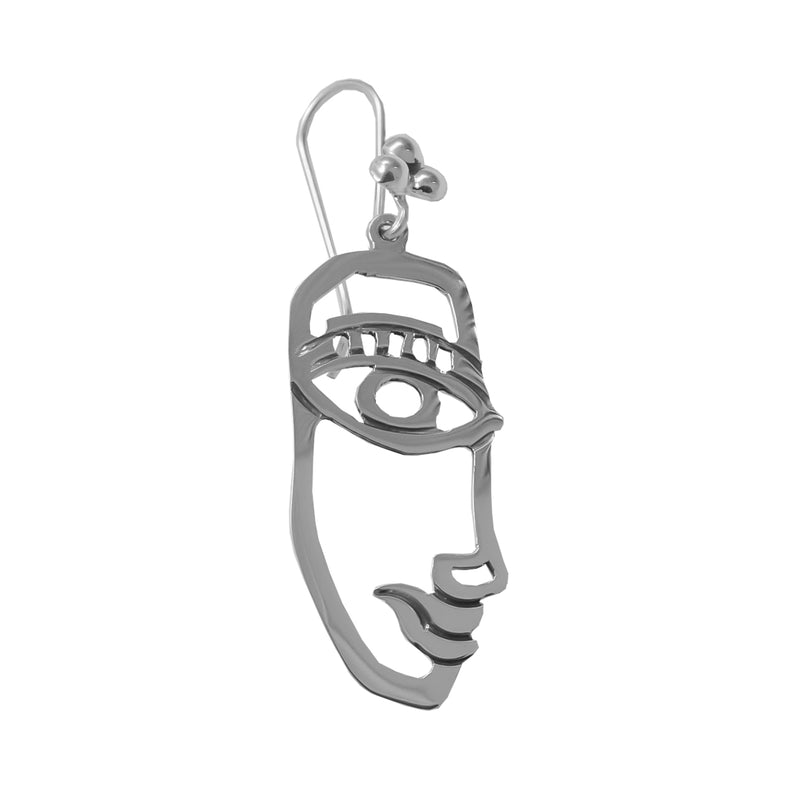 Sterling Silver Etched Profile Earrings