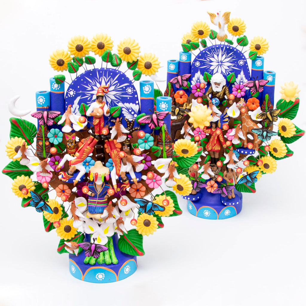 CLAY TREE of LIFE, 100% handmade, colorful mexican folk art, clay pottery