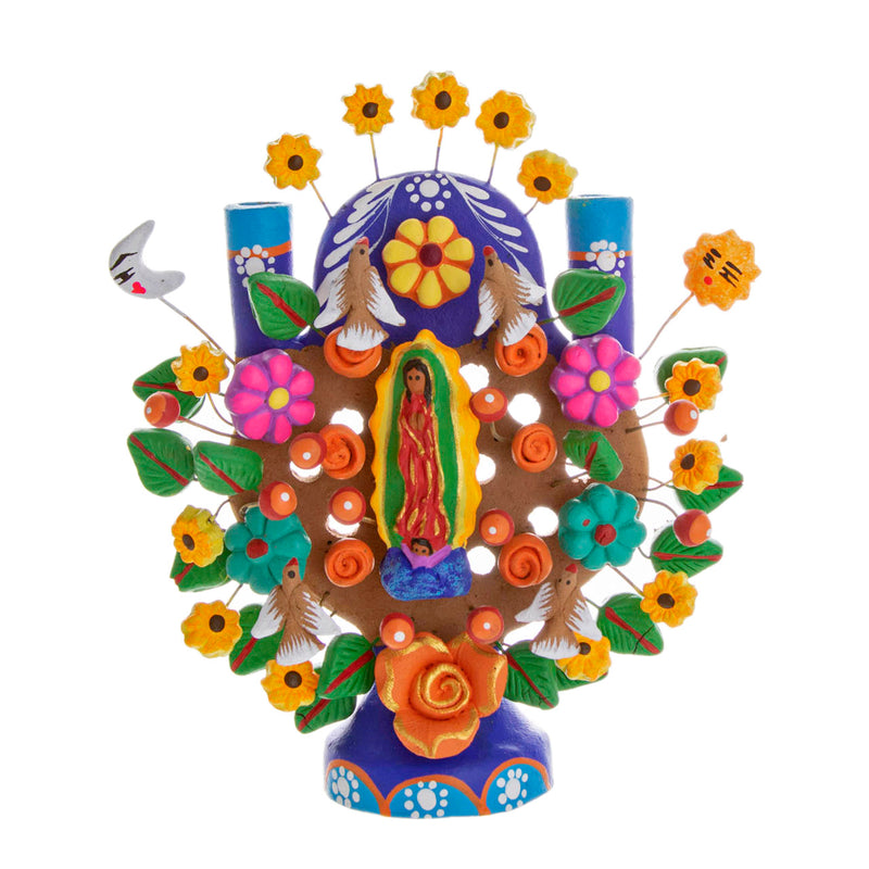 Virgen de Guadalupe Small Tree of Life Clay Sculpture