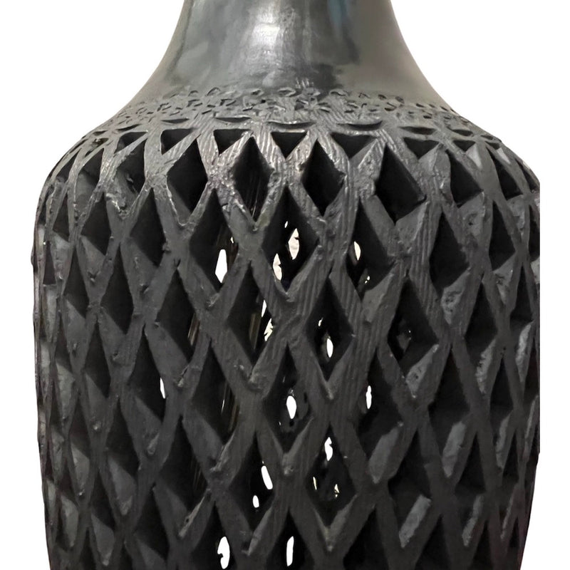 Barro Negro, Black Clay Openwork Decorative Vase - 6