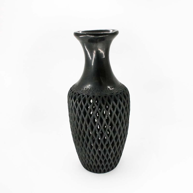 Barro Negro, Black Clay Openwork Decorative Vase - 3
