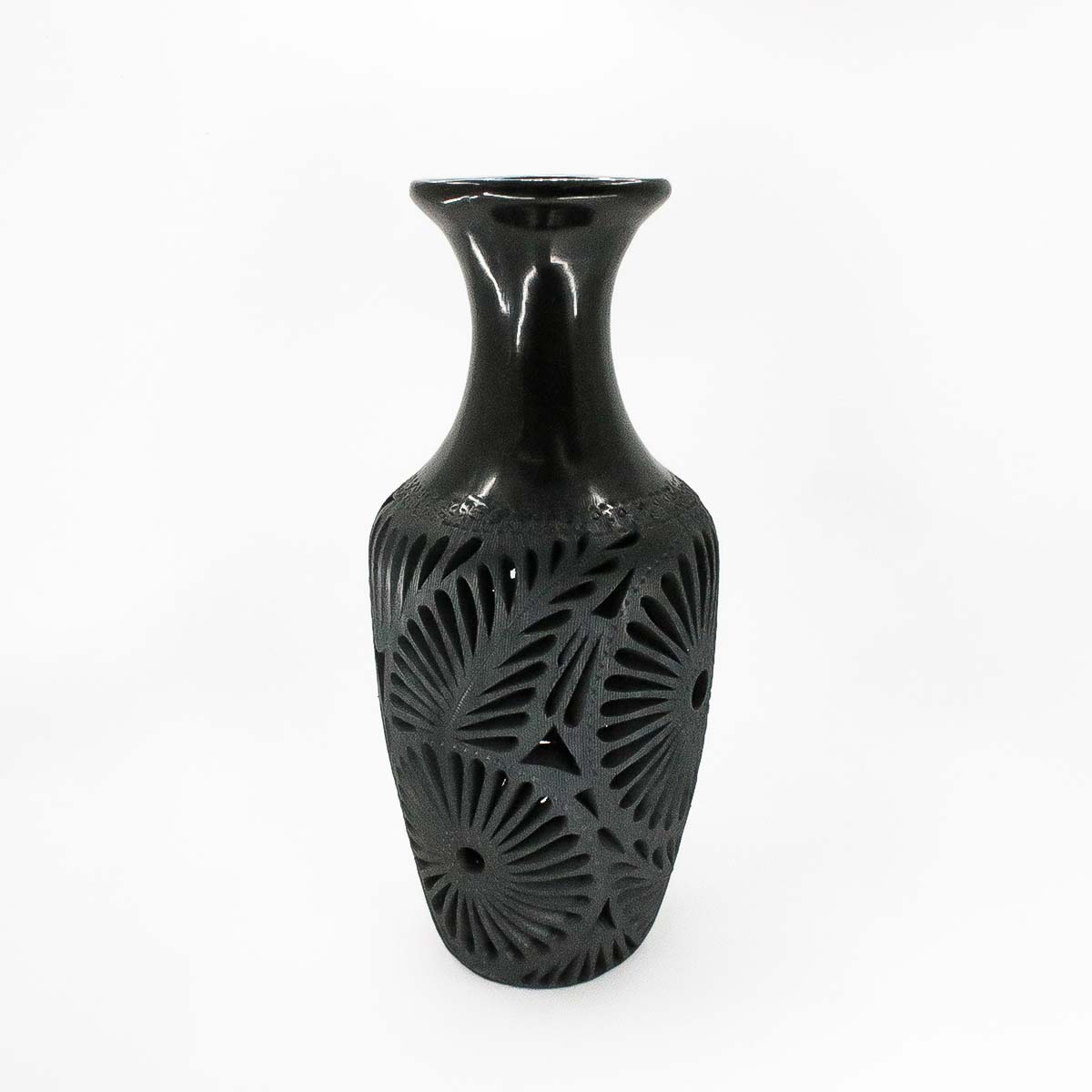 Pottery, black pottery, oaxacan pottery, outlets black clay , L size nigua, openwork vase, black vase, black mud, mexican pottery.