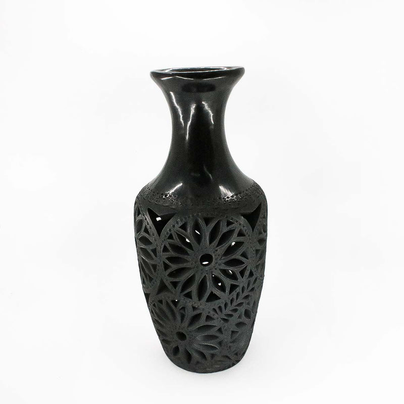 Barro Negro, Black Clay Openwork Decorative Vase - 1