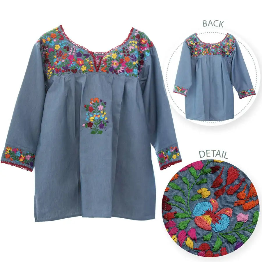 Camila Hand-Embroidered 3/4 Sleeve Blouse - 4