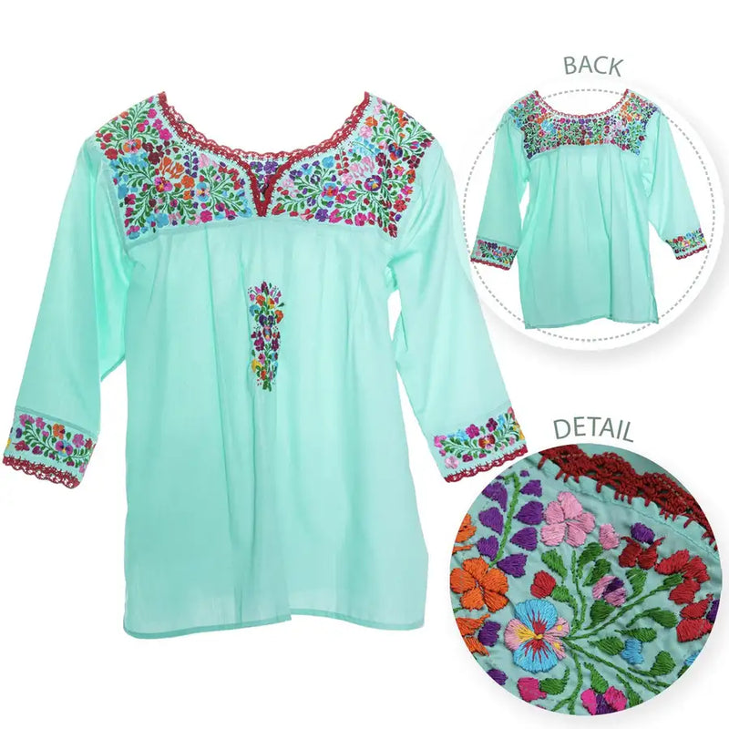 Camila Hand-Embroidered 3/4 Sleeve Blouse - 6