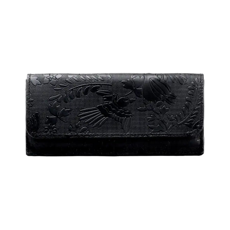 Otomí Embossed Black Leather Wallet - 2