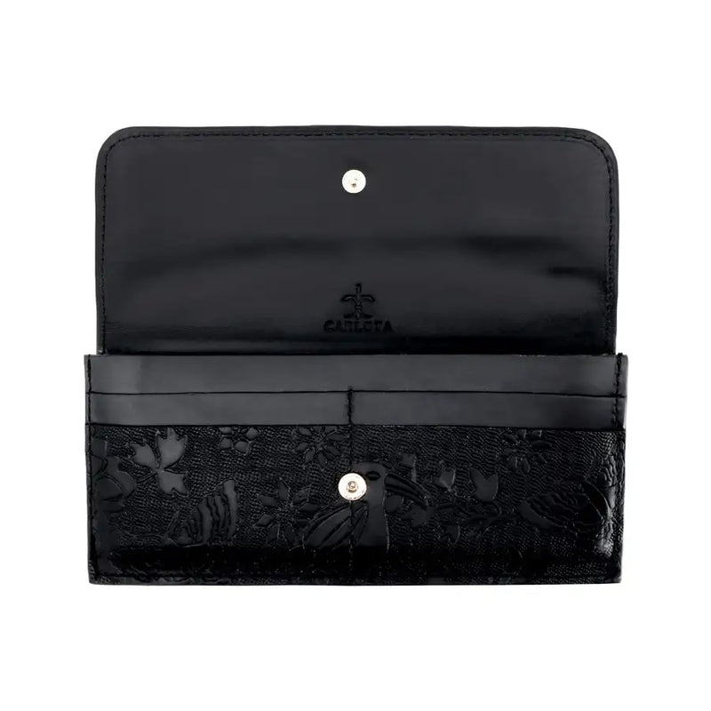 Otomí Embossed Black Leather Wallet - 4