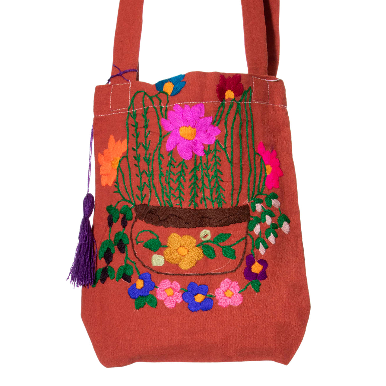 Chiapas Embroidered Cotton Mini Tote