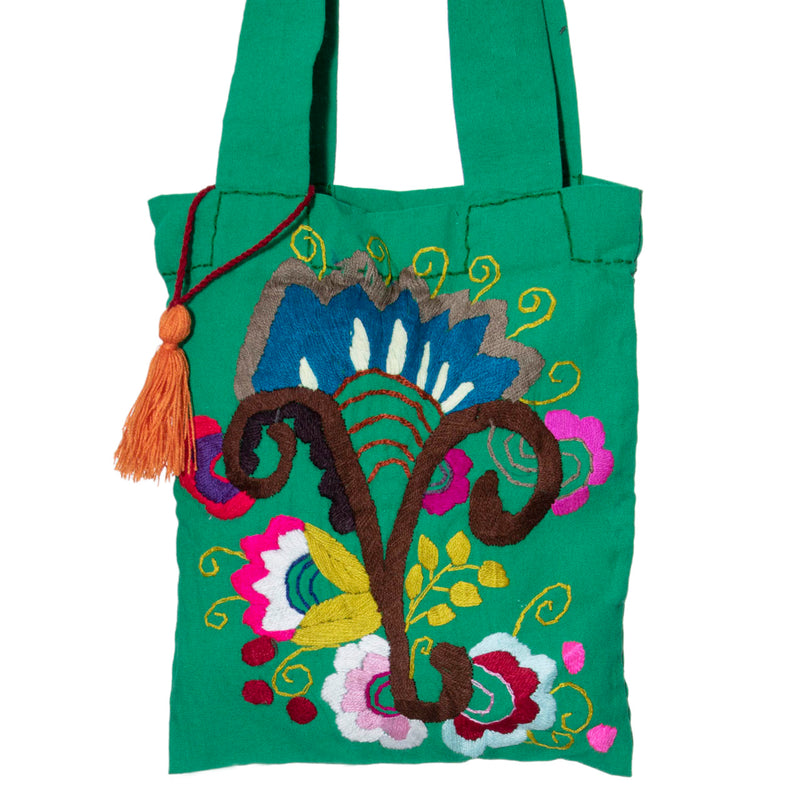 Chiapas Embroidered Cotton Mini Tote