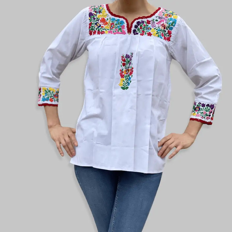 Camila Hand-Embroidered 3/4 Sleeve Blouse - 1