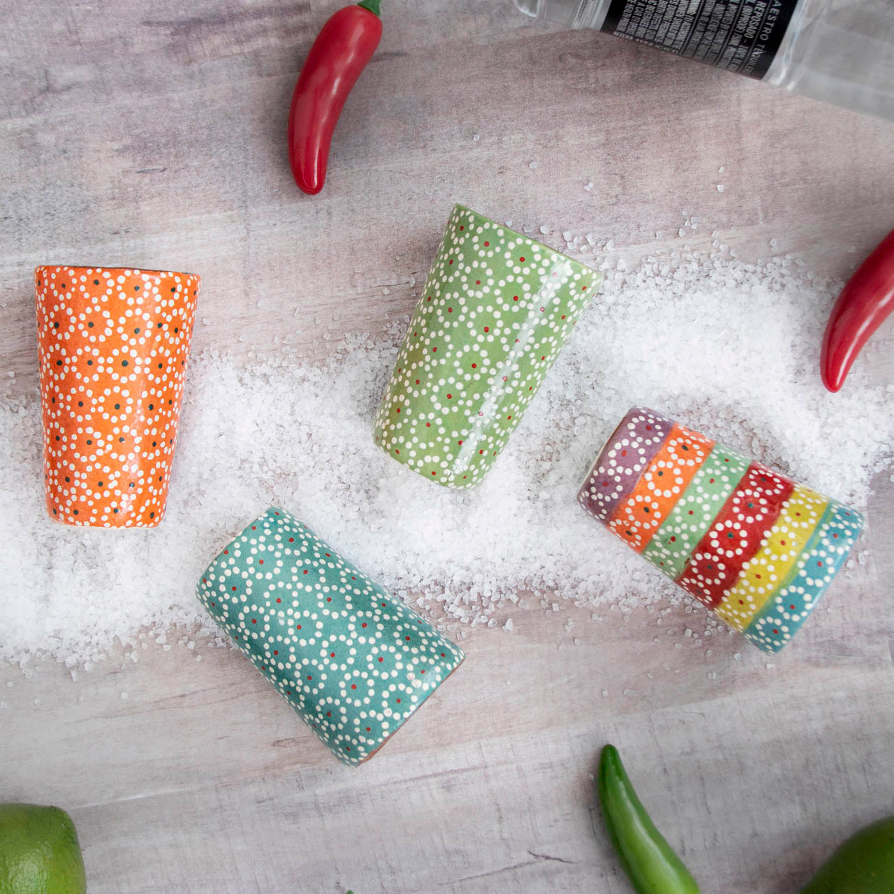 Capula Hand-Painted Clay Tequila Shot Glass