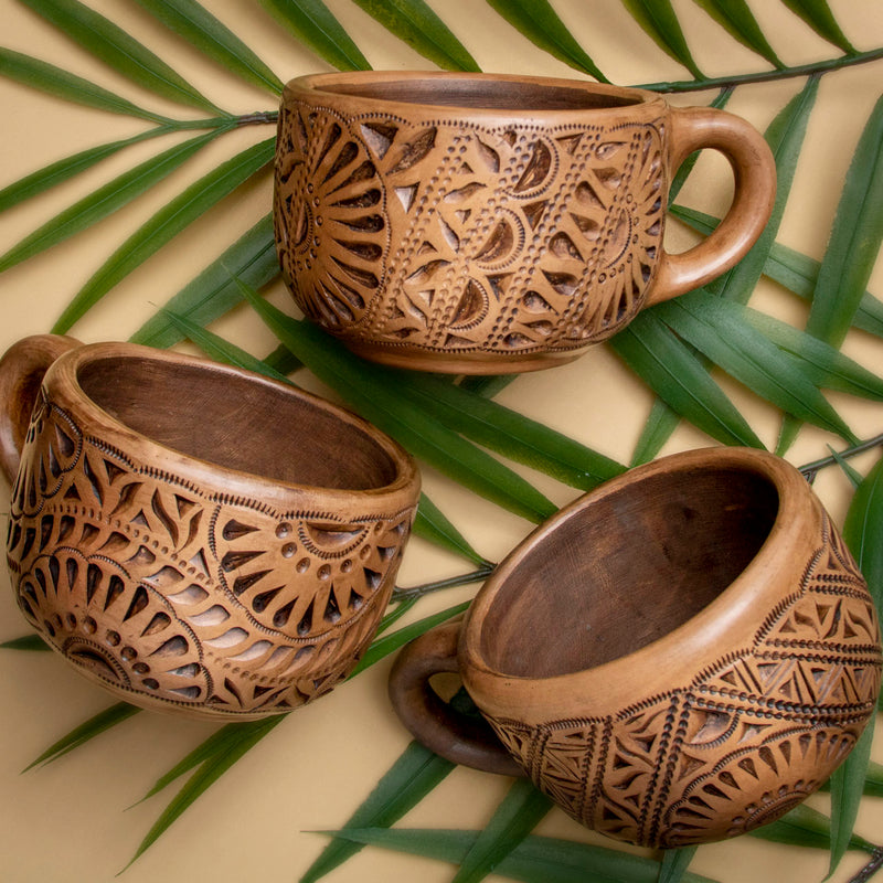 Hand Thrown Pottery Mug North Carolina Pottery Mug Carved Handmade Pottery  Mug