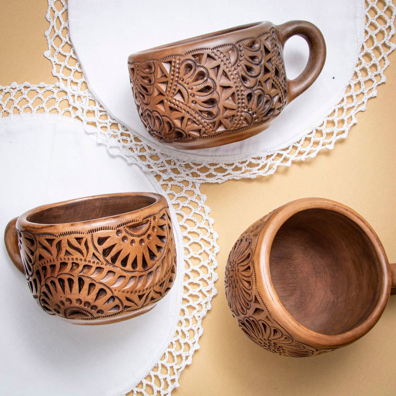 Natural Clay Carved Mug