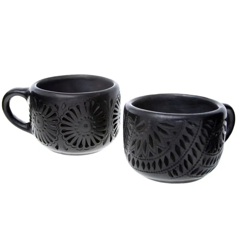 Barro Negro, Black Clay, Carved Mug - 1