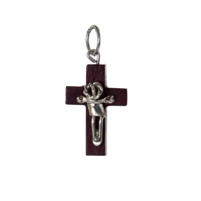 Rosewood and Sterling Silver Crucifix Pendant - 2