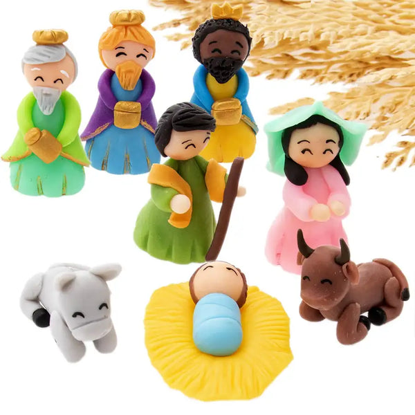 8 Piece Christmas Nativity Set Miniature Figurines - 1