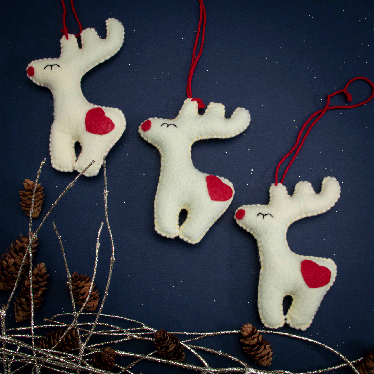 Plush Reindeer Pom Pom Ornament