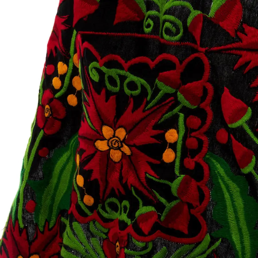 Embroidered Poinsettia Apron