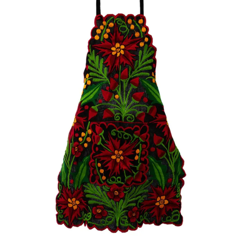 Embroidered Poinsettia Apron