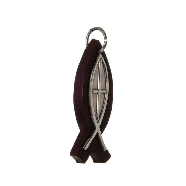 Rosewood and Sterling Silver Ichthys Pendant - 2
