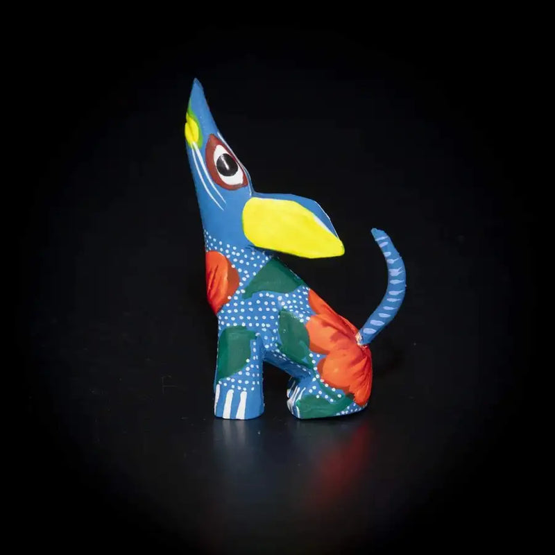 Hand Painted Howling Coyote Wooden Figurine - 2