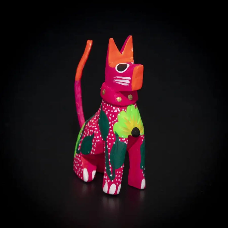 Hand Painted Dog with Collar Wooden Figurine - 2