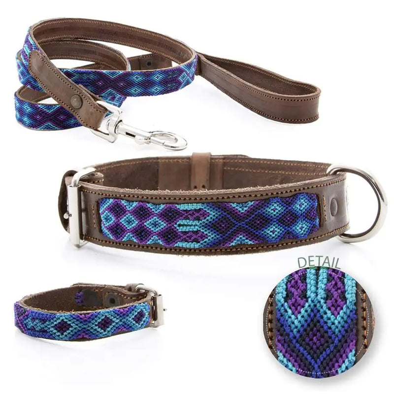 Double Detail Dog Collar Set with Matching Leash and Bracelet - 9