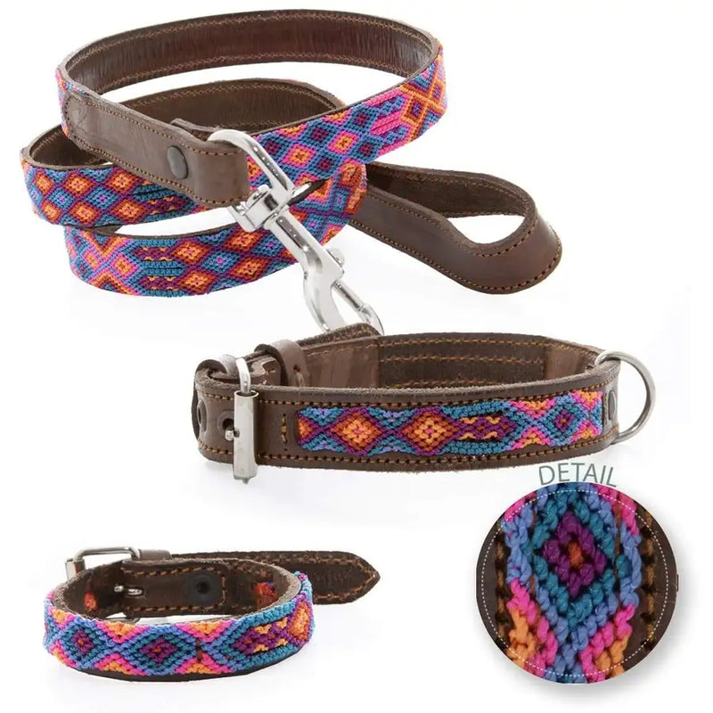 Double Detail Dog Collar Set with Matching Leash and Bracelet - 6