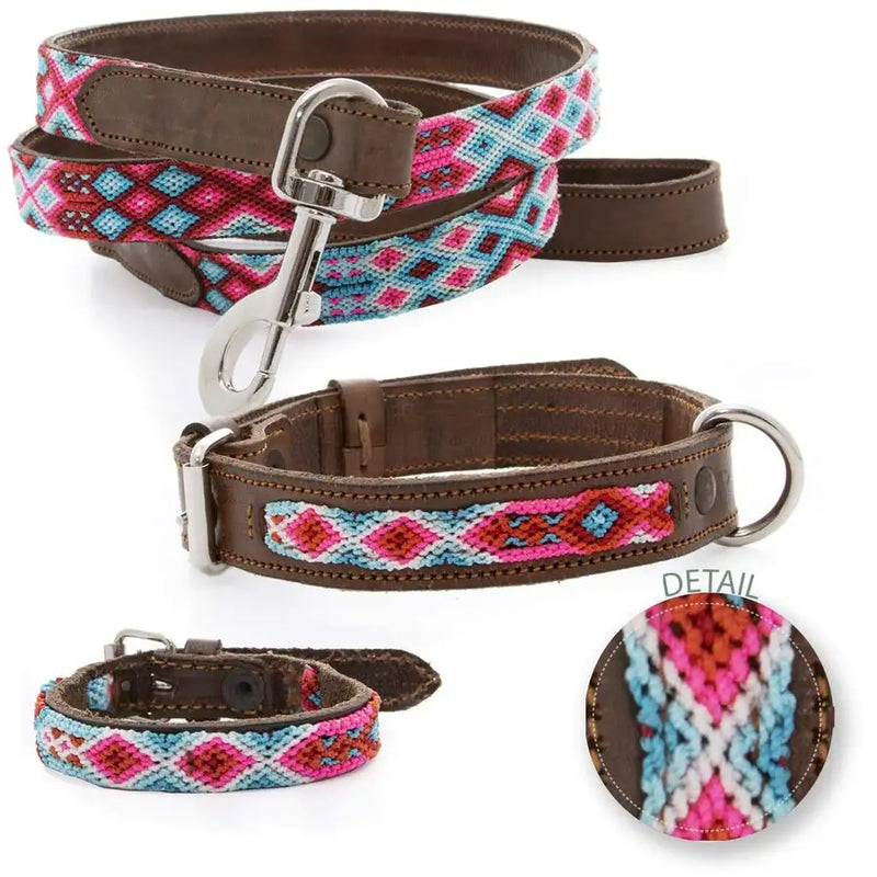 Double Detail Dog Collar Set with Matching Leash and Bracelet - 5