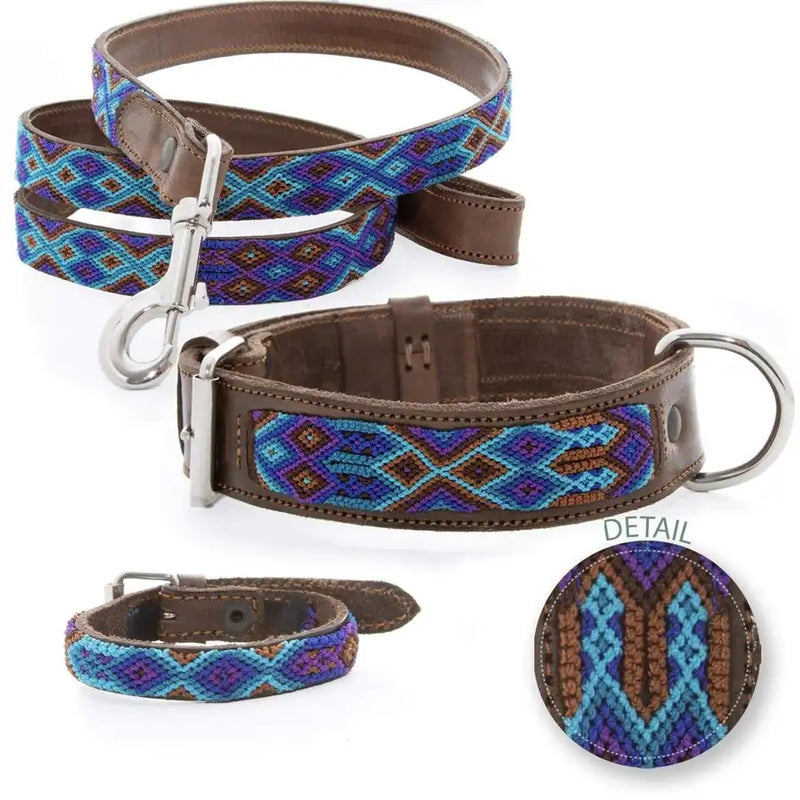 Double Detail Dog Collar Set with Matching Leash and Bracelet - 16