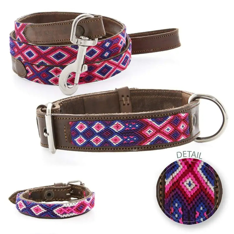 Double Detail Dog Collar Set with Matching Leash and Bracelet - 15