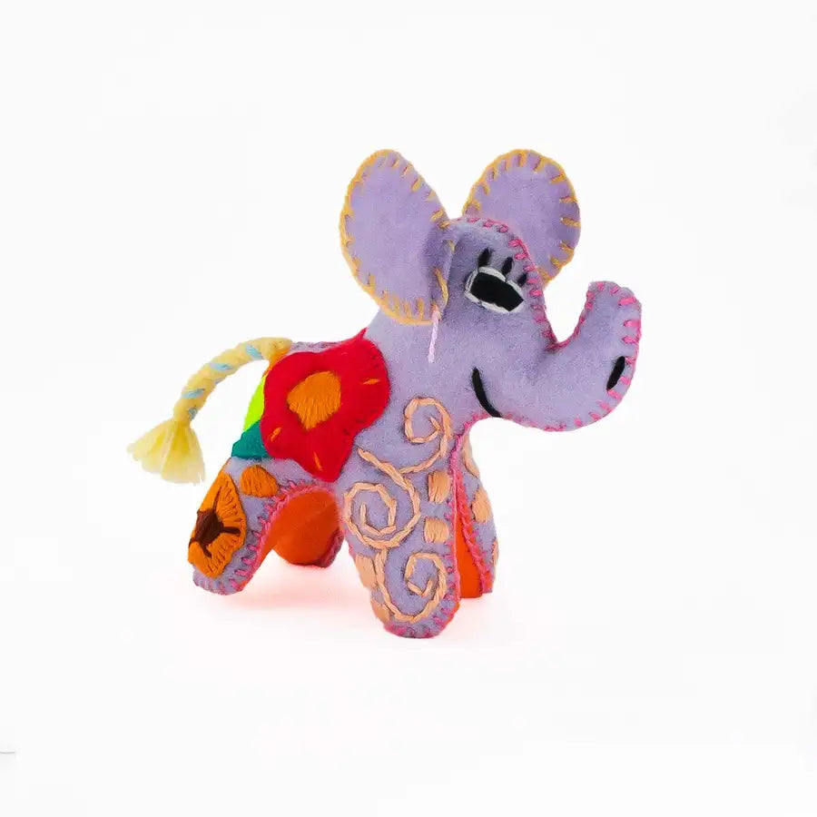 Elephant Hand-Embroidered Stuffed Animal - 12