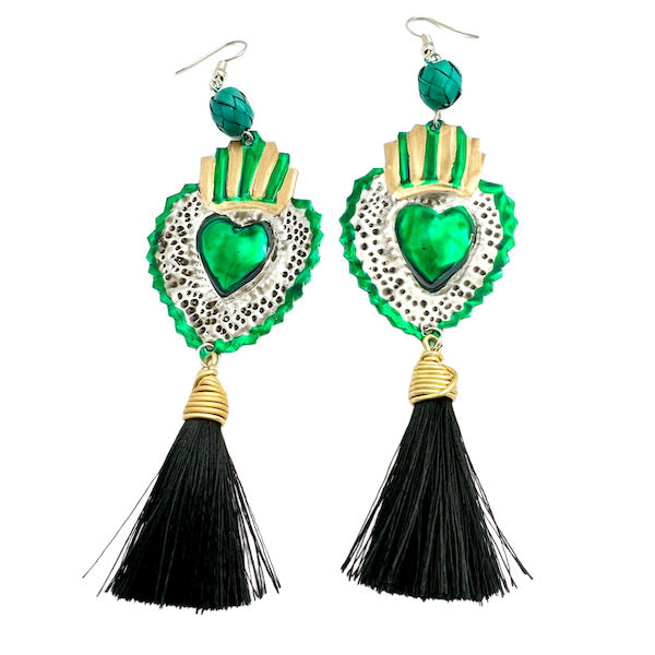 Elisa Milagro with One Tassel Mexican Statement Earrings