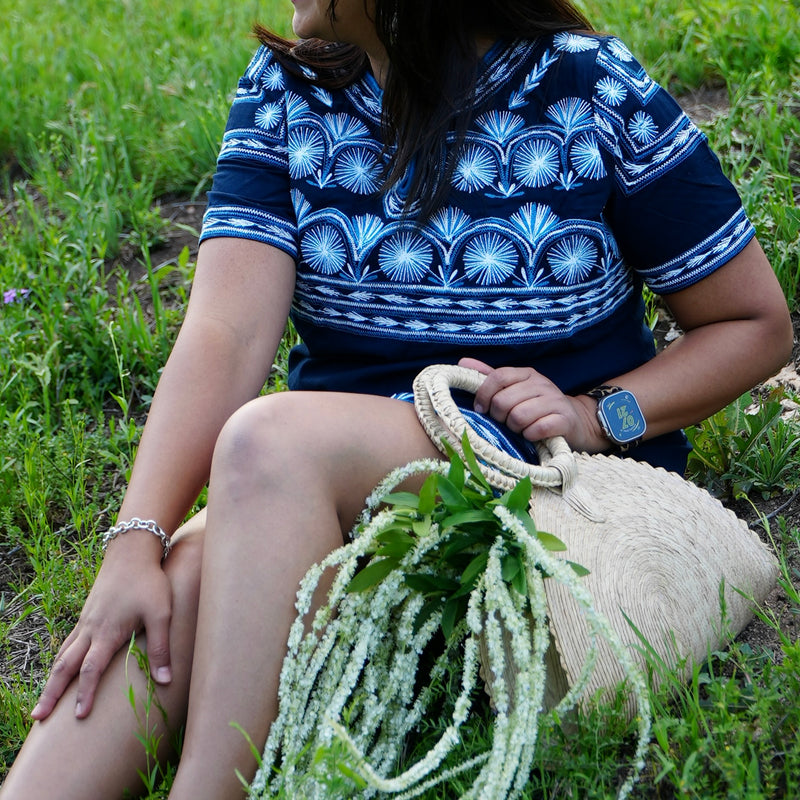 Tuuj Embroidered Shift Short Dress
