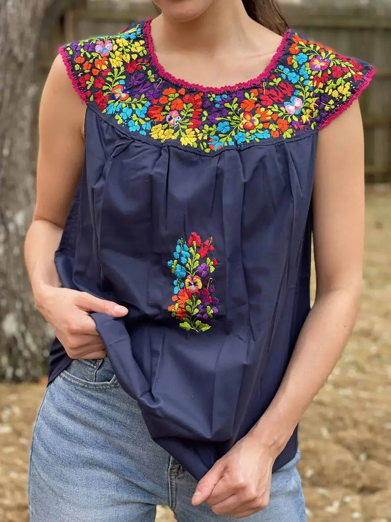 Emilia Hand-Embroidered Sleeveless Blouse