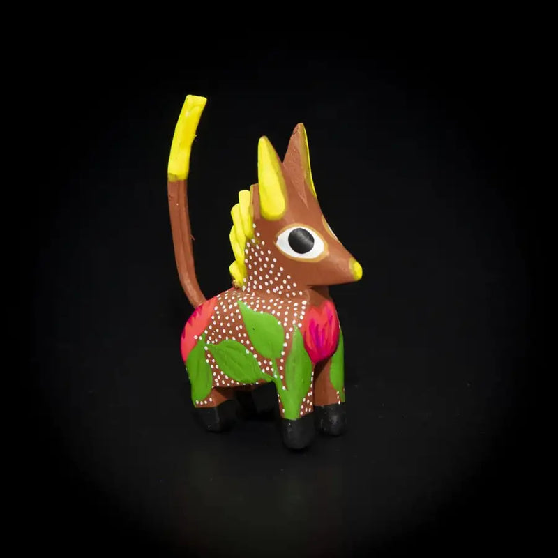 Hand Painted Donkey Wooden Figurine - 22