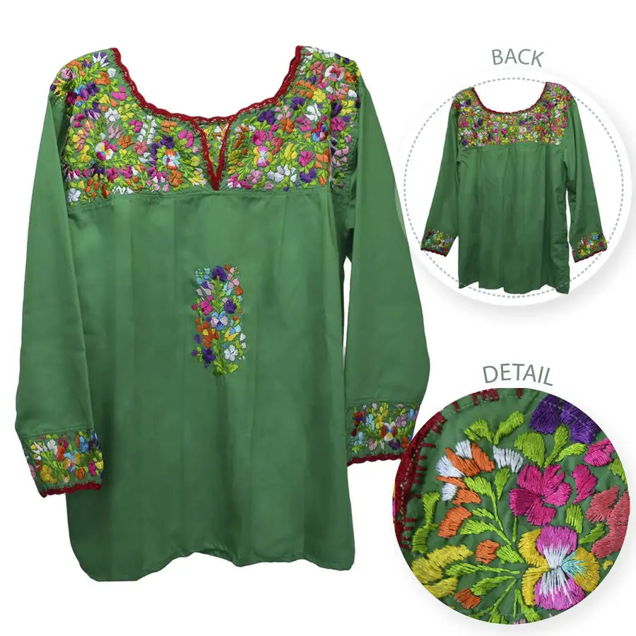 Camila Hand-Embroidered 3/4 Sleeve Blouse - 10