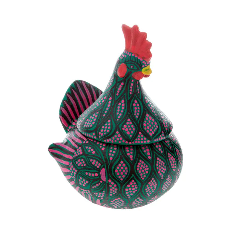 Hand Painted Clay Chicken Bowl with Lid