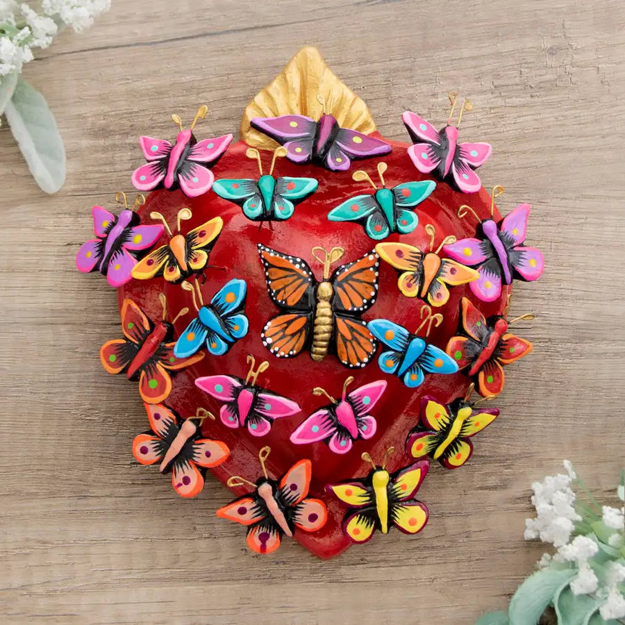 Kaleidoscope Heart - Clay Heart with Butterflies - 4