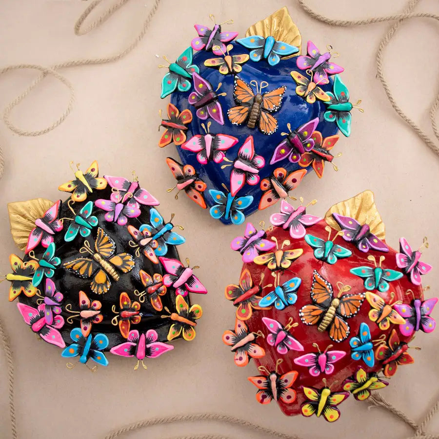Kaleidoscope Heart - Clay Heart with Butterflies