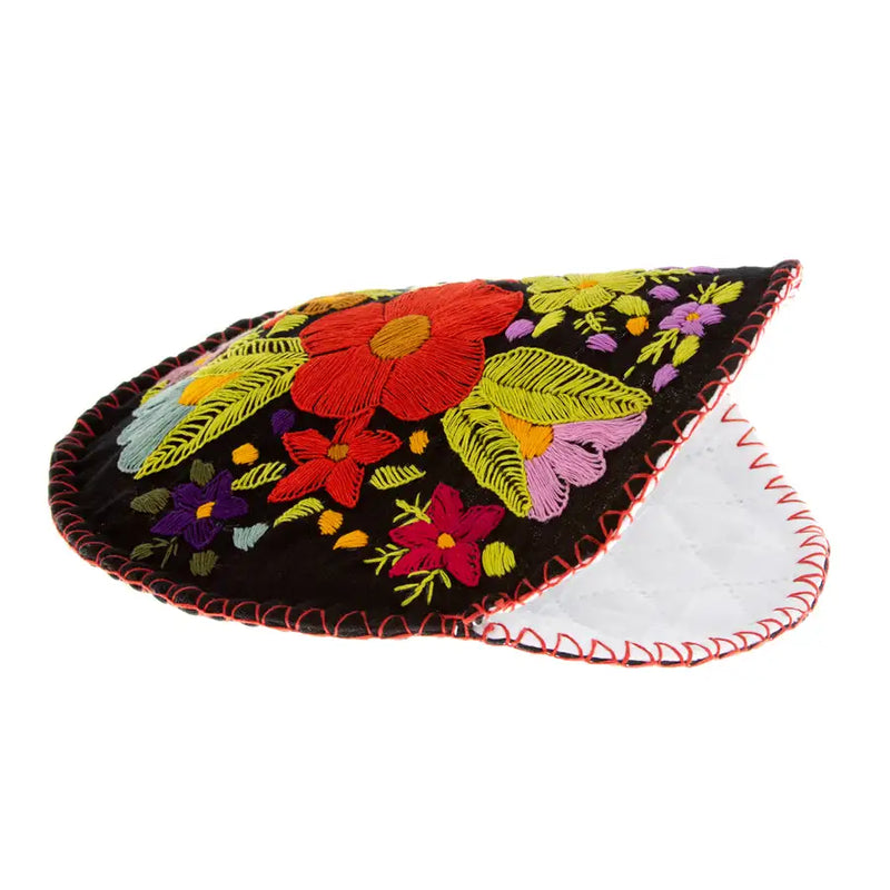Hand Embroidered Floral Tortilla Warmer - 4