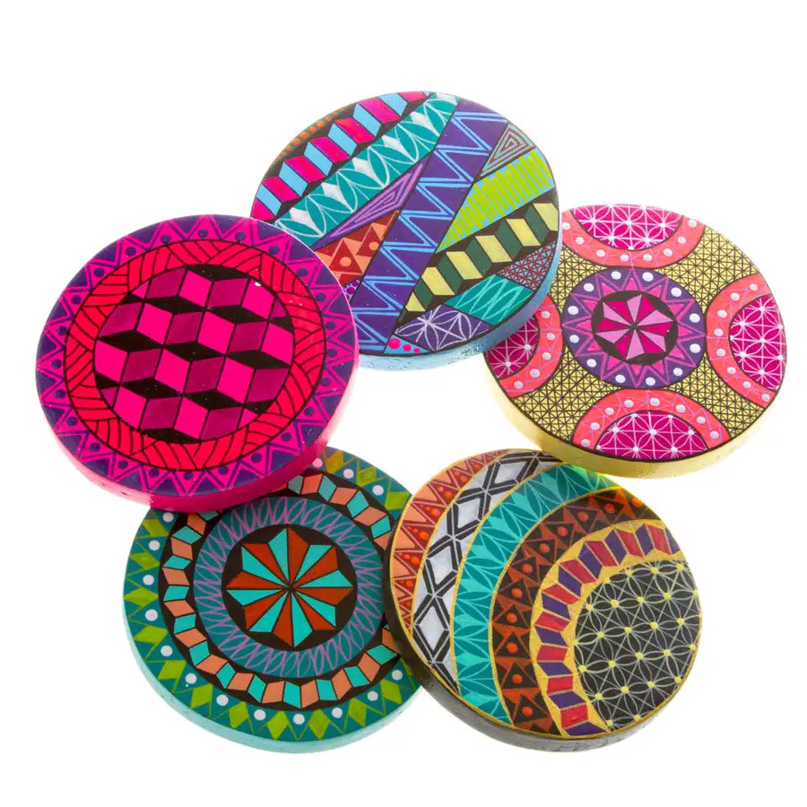 Colorful Hand-Painted Coasters - 1