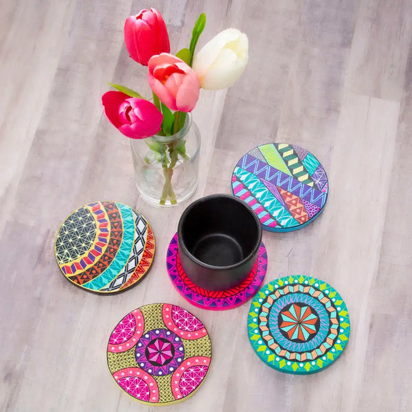 Colorful Hand-Painted Coasters