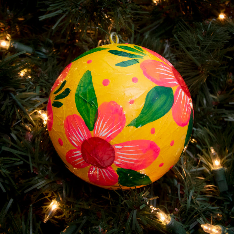 San Miguel Hand-Painted Paper Mache Round Ornament
