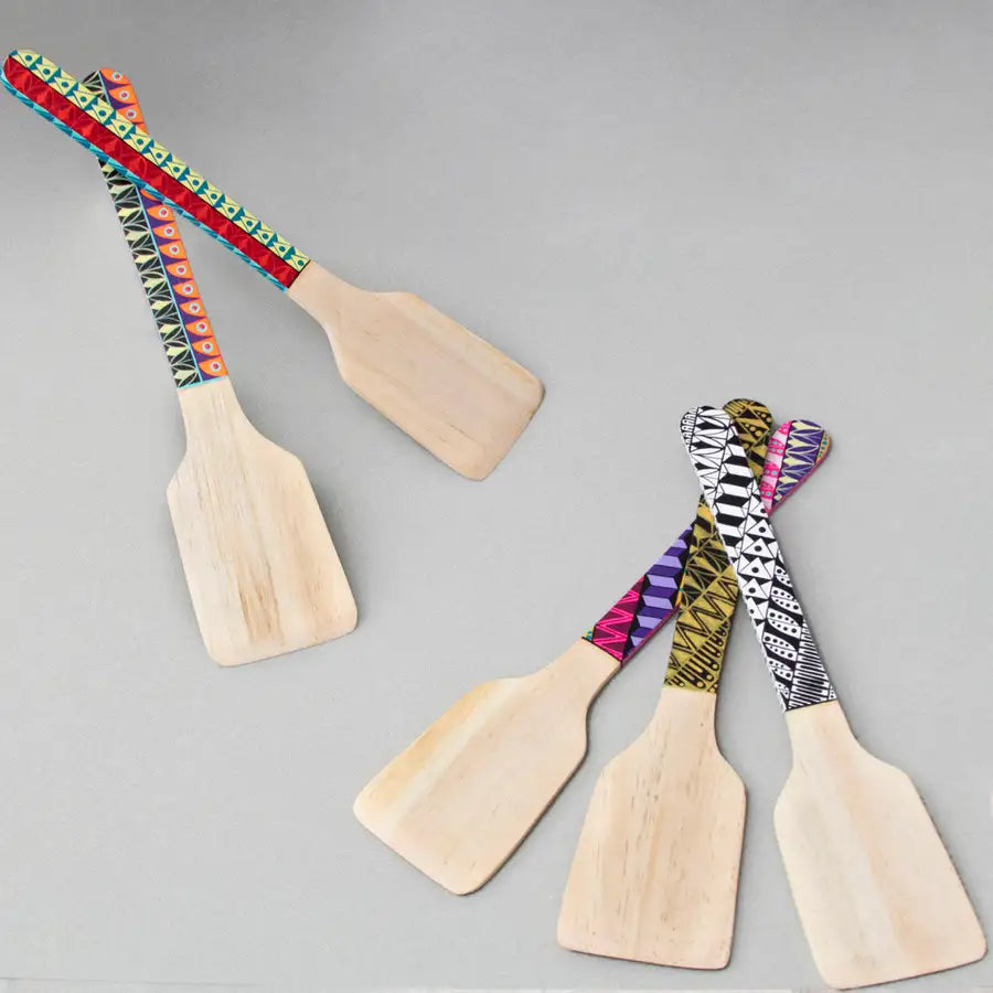 Colorful Hand-Painted Wooden Spatula - 6