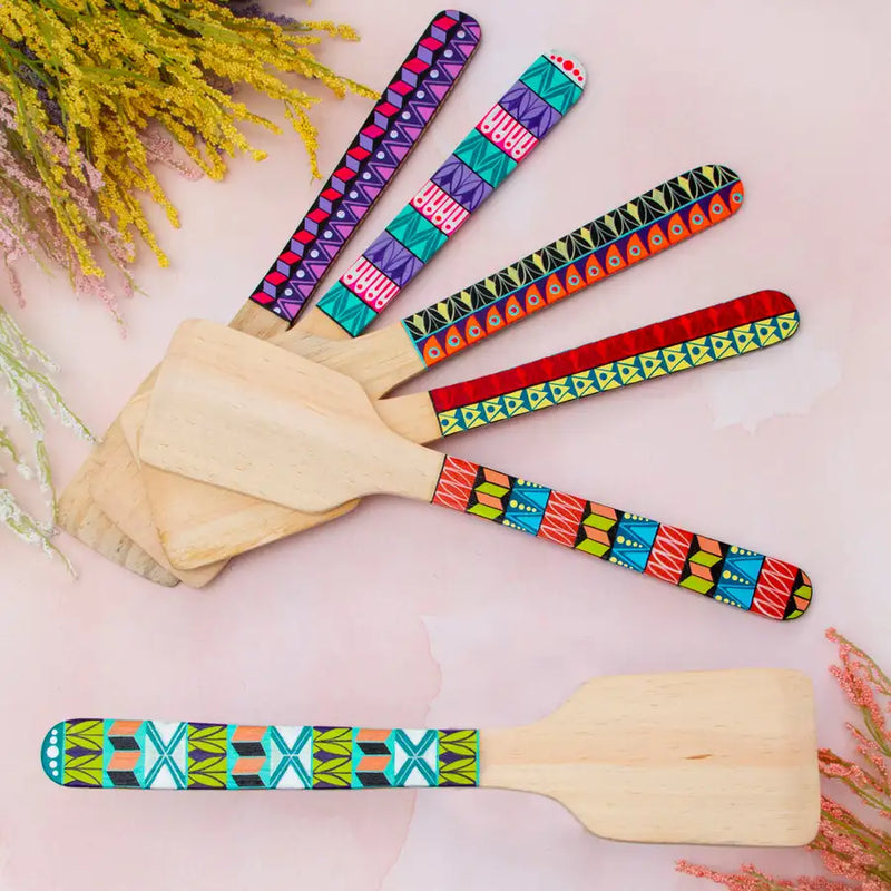 Colorful Hand-Painted Wooden Spatula - 2
